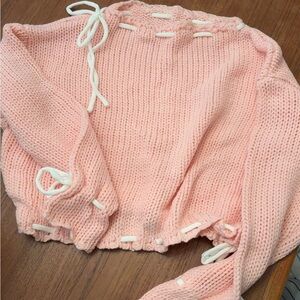 Amazon Pink Knit Sweater with White Details